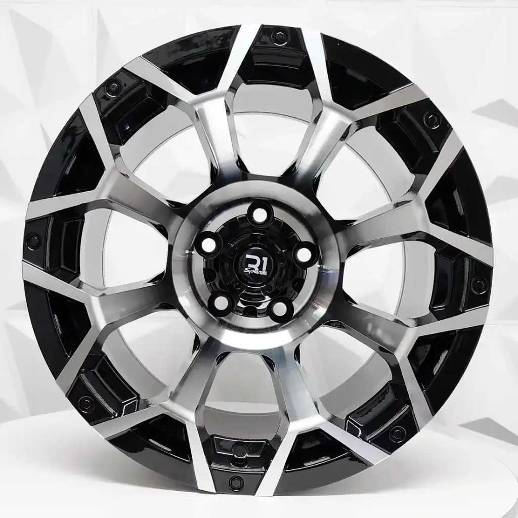 RIN 15X10 5-114.3 R1 SPORT X077 BLACK MACHINE FACE ET-44 CB83